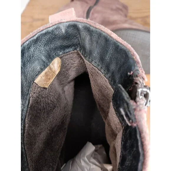 Taos Western Suede Leather Ankle Boot Womens 40 US 6 6.5 Brown Heeled Side Zip - Picture 8 of 8